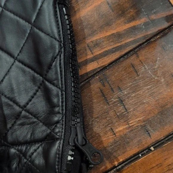 Blanc Noir Quilted Leather Mesh Moto Jacket * Runs Small* - Picture 6 of 12